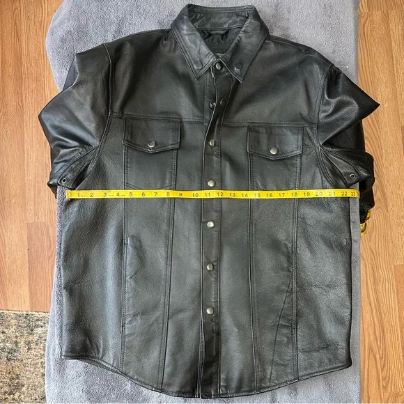 Bikers Club Black Genuine Leather Button-Up Jacket | Size M| Classic Moto Style - Picture 12 of 15